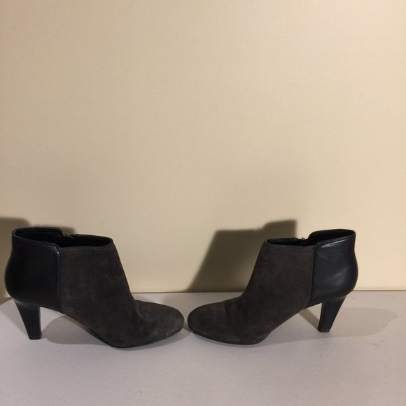 Franco Sarto Ladies Heeled Booties Size 7.5 M Boots Black Grey - Picture 15 of 16